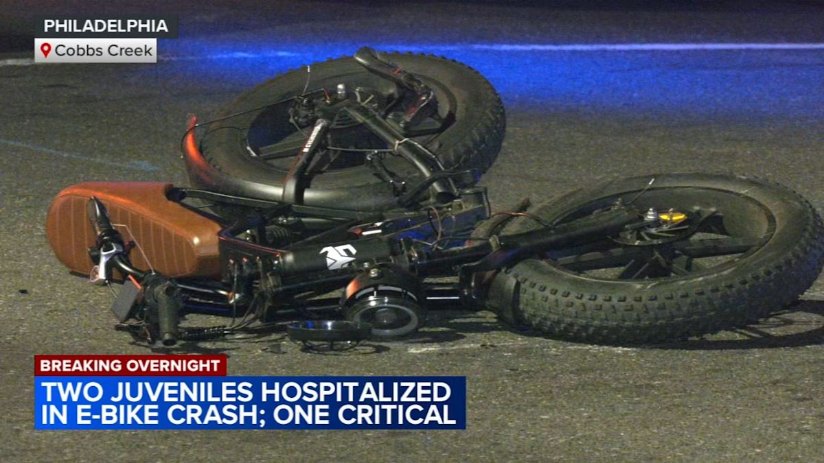 2 juveniles hospitalized after e-bike crash in Philadelphia's Cobbs Creek section
