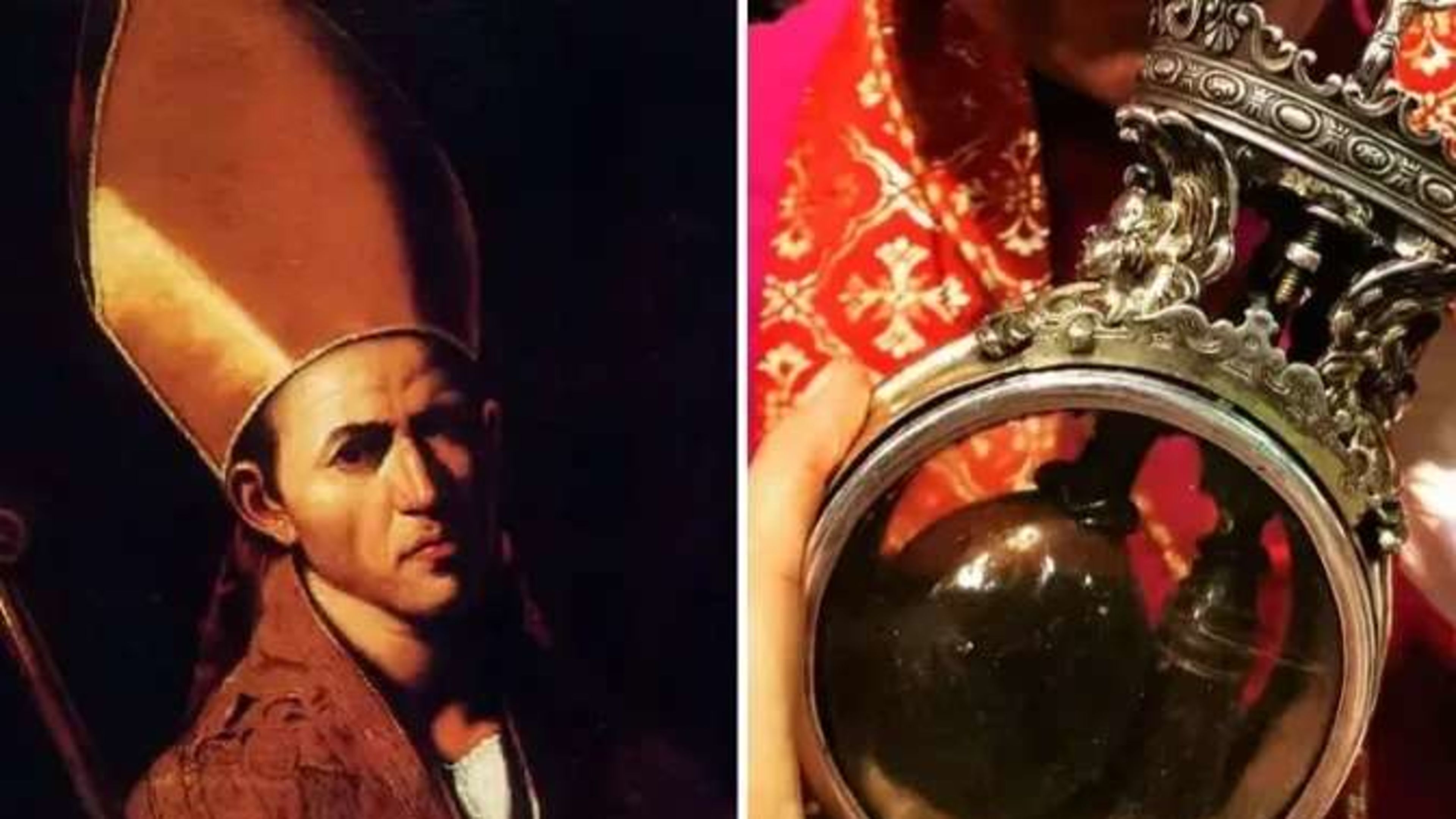 St. Januarius (left) and the relic of the blood of St. Januarius. | Credit: Chapel of St. Januarius