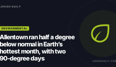 Allentown ran half a degree below normal in Earth's hottest month, with two 90-degree days
