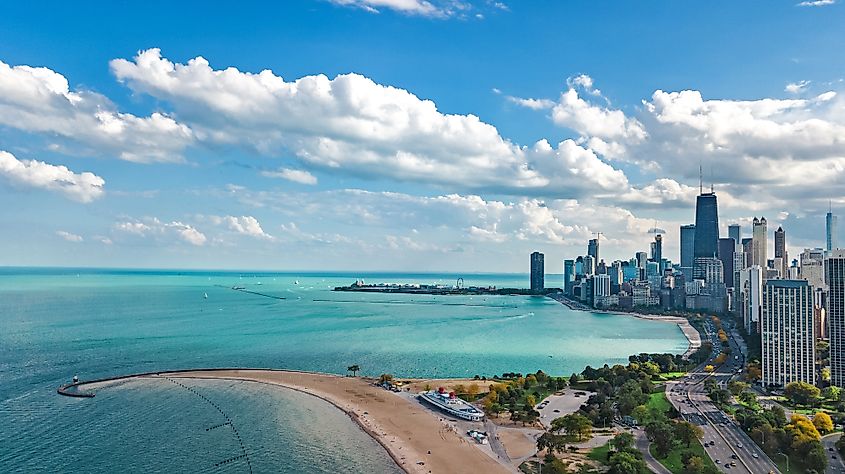 The busy blue waters of Lake Michigan, a working Great Lake.