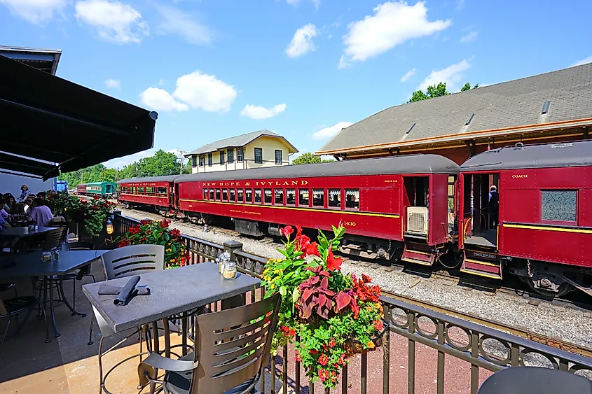 The New Hope and Ivyland railroad in New Hope, Pennsylvania.