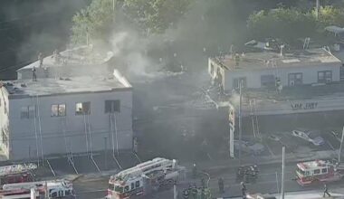 Crews battling fire at car dealership in Bridgeport, Montgomery County