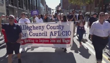 Union members march in Pittsburgh's Labor Day Parade, one of the nation's largest