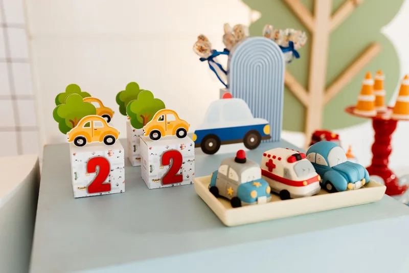 Vibrant toy cars on display at a children's birthday party. Fun and playful decoration. (stock photo via Pexels)