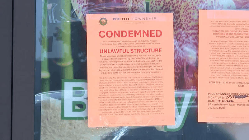 Calm Spa was condemned as a "unlawful structure," according to a notice posted on the window. (WHP)