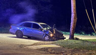 Car crashes into pole in Pittsburgh's West Oakland neighborhood