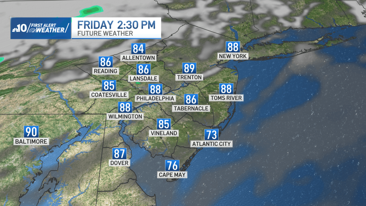 Summerlike warmth continues Friday before cooler weekend weather – NBC10 Philadelphia