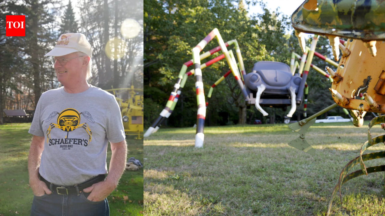 A Pennsylvania man started welding old car parts into sculptures in 1988; his Erie front yard now has a two-headed dinosaur and rocket ship | World News
