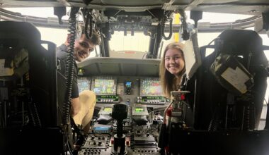 Chris Thorton and Maria Alexander in a rescue helicopter while in Hawaii