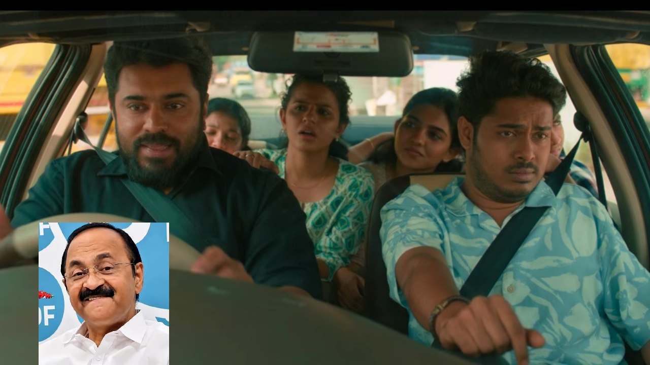 BKU_VD Nivin Pauly (Justin), Roshan Shanavas (Glikson), Meenakshi Raveendran (Riya) and Mamitha Baiju (Ashley) in BKU. Inset: VD Satheesan.