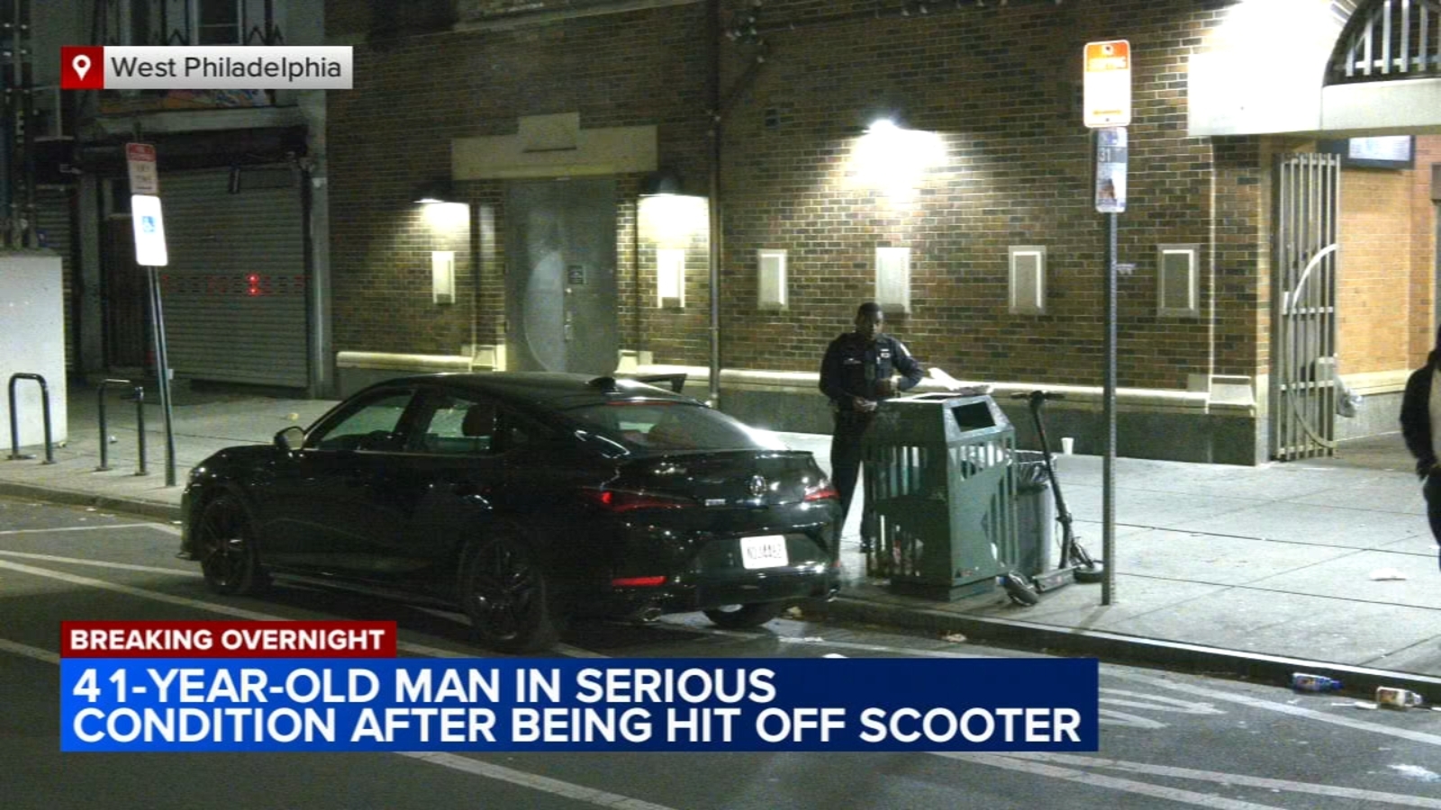 Man riding scooter struck by car in West Philadelphia