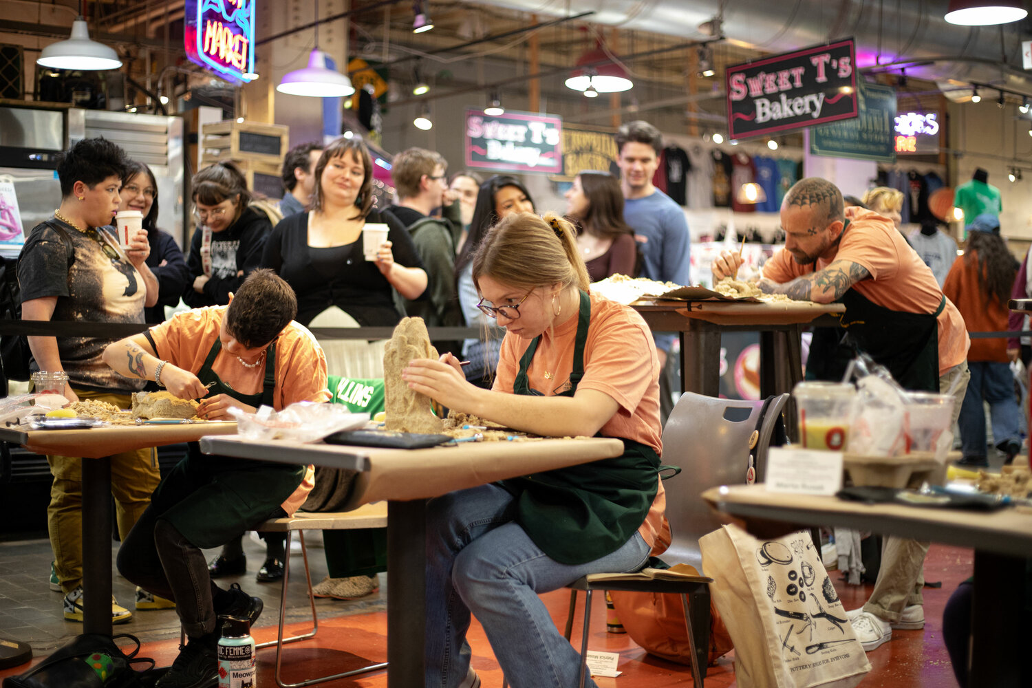 The Scrapple Sculpting Contest gives contestants 90 minutes and six pounds of scrapple to create Reading Terminal Market-themed sculptures.