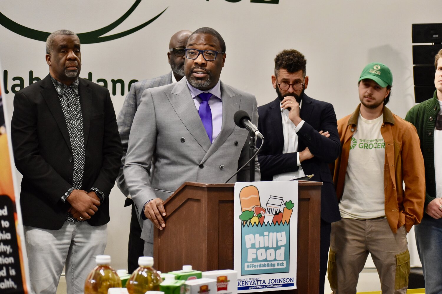 City Council President Kenyatta Johnson speaks about his Philly Food Affordability Act legislation Wednesday, Oct. 7, 2026, at Philabundance