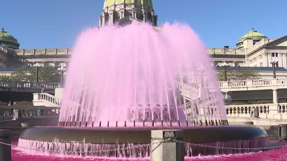 Pennsylvania Capitol fountain turns pink for breast cancer awareness