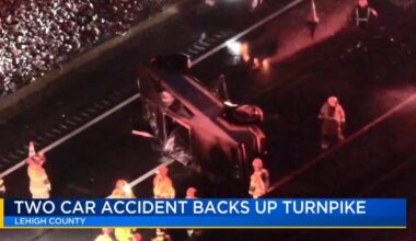 Two-vehicle accident results in car rollover on PA Turnpike | Allentown Area