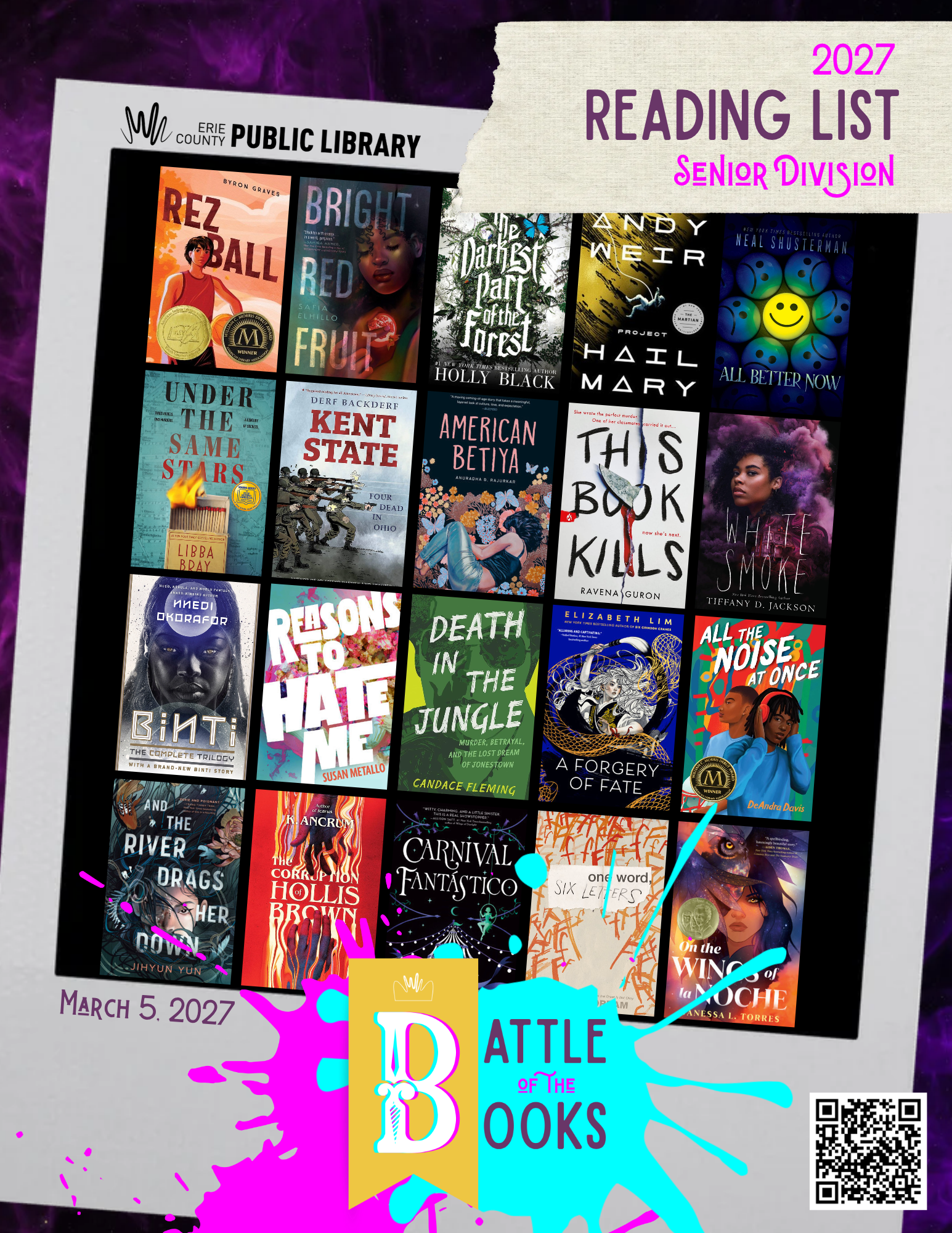 Senior Division Battle of the Books reading list 2027 Erie PA Libraries