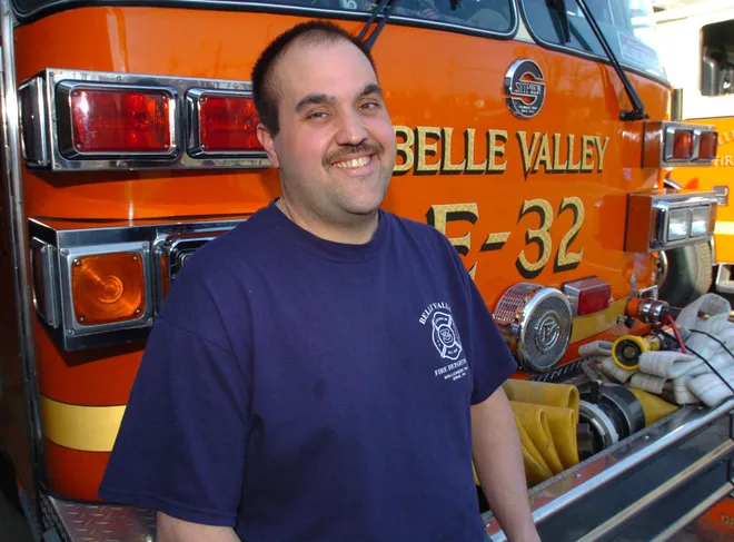 Chris Altadonna, Captain at the Belle Valley Fire Department, won $100,000 at Presque Isle Downs. He is shown on March 13, 2007.