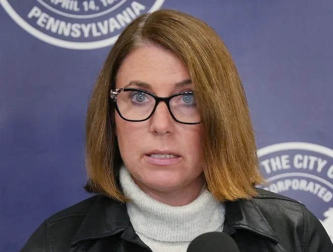 Erie Mayor Daria Devlin responds to an overnight shooting that killed nine people in Erie, Pa., during a press conference at City Hall on Oct. 10, 2026.