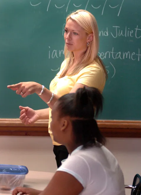 Strong Vincent High School teacher Heather Ulmer instructs students during one of the school's summer enrichment programs in July 2007. The class was geared towards helping students do well on the PSAA tests.