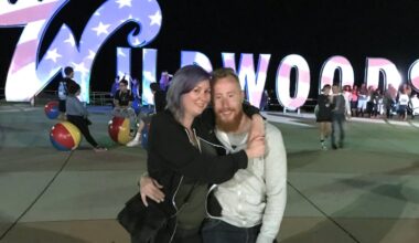 Jennifer Sims is pictured with her husband, Michael “Sandy” Sims, in Wildwood, N.J. He was deported on Wednesday night.