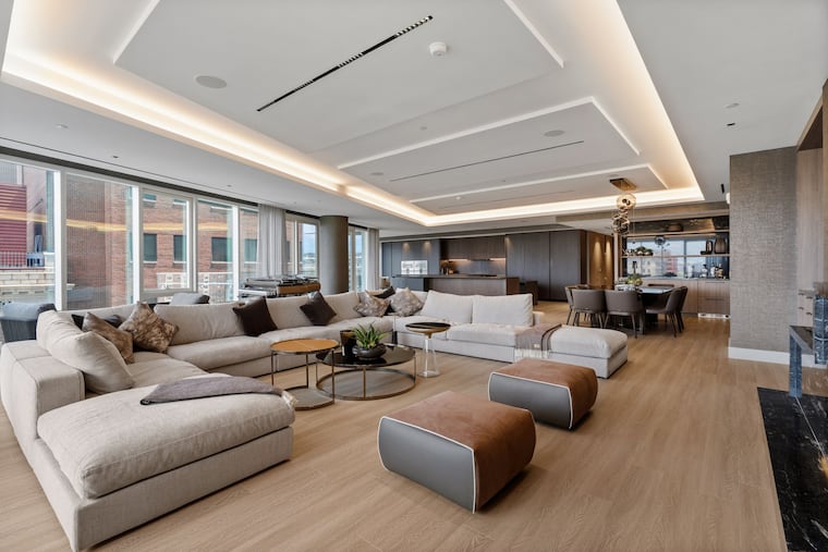 This condo for sale in the 500 Walnut luxury residential building has floor-to-ceiling windows that showcase Center City views and can be purchased fully furnished.