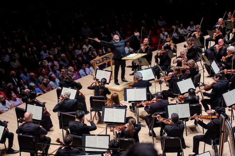 Yannick Nézet-Séguin conducts the Philadelphia Orchestra in Mahler’s "Symphony No. 5" and Julia Wolfe's "Liberty Bell." Photo taken on Oct. 1 in Marian Anderson Hall