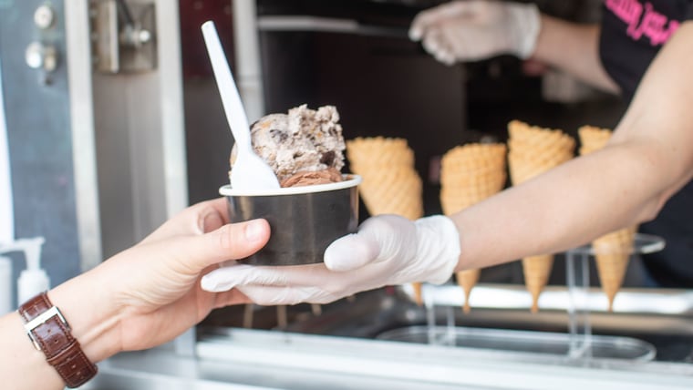 Milk Jawn ice cream served in a cup, just the way Scannapieco prefers.