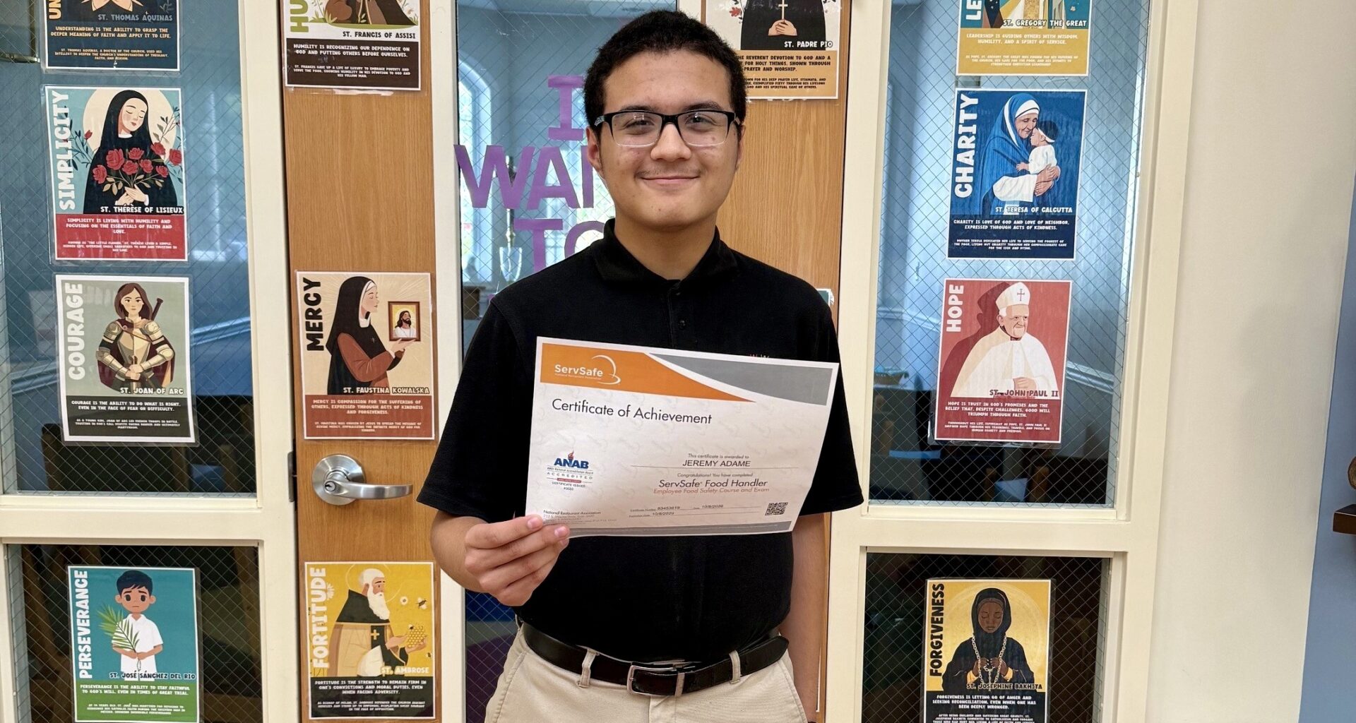 John Paul II Center student earns food safety certification ahead of Special Blends Café opening