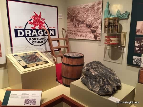 A display featuring several local industries at the Lehigh Valley Heritage Center in Allentown, Pennsylvania