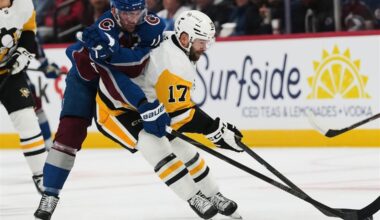 The Avalanche score five straight goals to overwhelm the Penguins