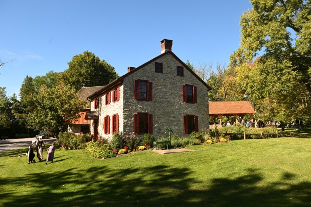 The Nicholas Stoltzfus Homestead in Wyomissing held a dedication for the Beiler-Renner Pavilion, right, on Saturday, Oct. 3, 2026. (BILL UHRICH/READING EAGLE)