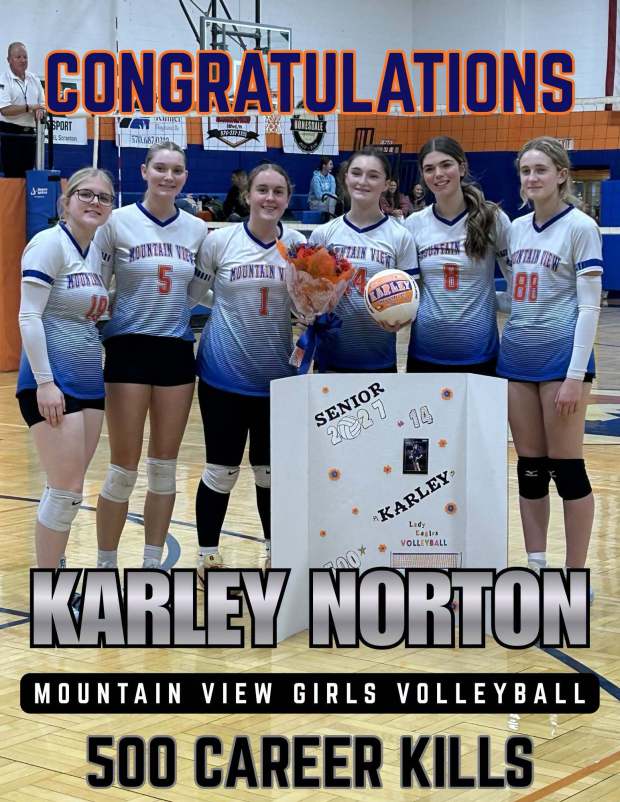Mountain View's Karley Norton reached 500 career kills.