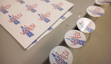 Philadelphia voting stickers.