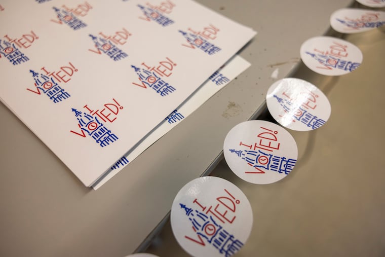 Philadelphia voting stickers.