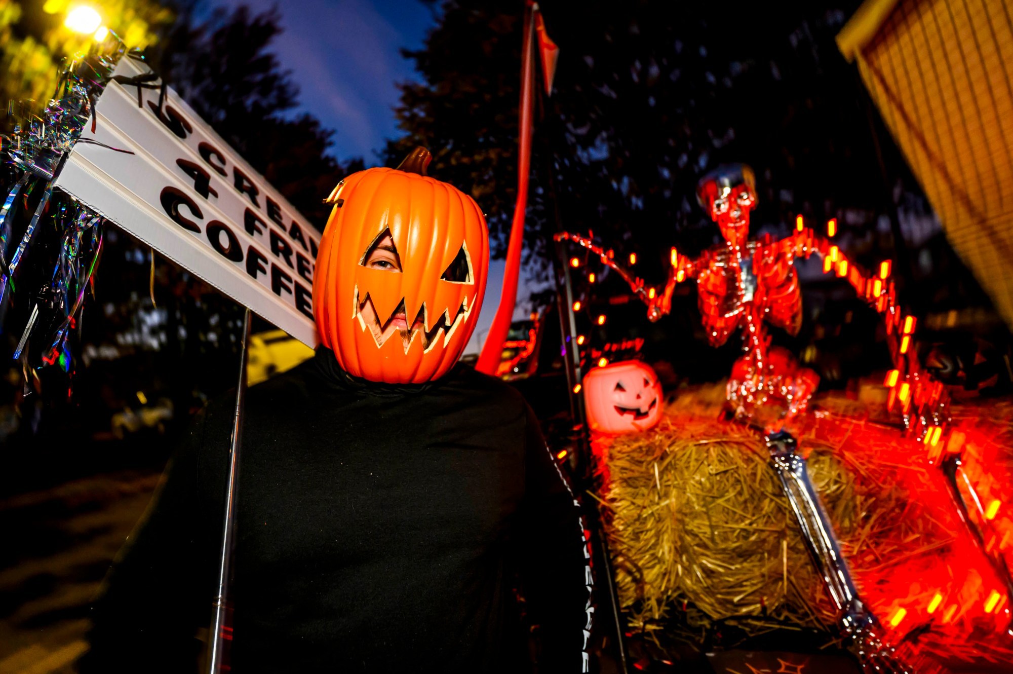 Shane Foley of Blocker's Coffee & Friends gets in the spooky spirit Wednesday, Oct. 21, 2026, during the Catasauqua-North Catasauqua Halloween Parade. (April Gamiz/The Morning Call)