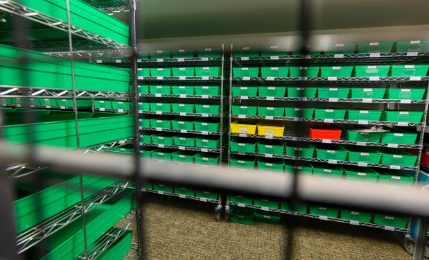 A cage where ballots are kept is seen Thursday, Oct. 8, 2026, during the Lehigh County voter registration office's first open house, at the government center in Allentown. The open house gave the public a look at where mail-in ballots are opened, processed and counted and the tabulation equipment used during elections, and learn more about how the equipment operates and how the election process comes together. (April Gamiz/The Morning Call)