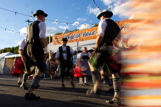 The group G.T.E.V. D'Lustigen Isartaler dances Saturday, Oct. 3, 2026, during Oktoberfest at SteelStacks in Bethlehem. The annual festival continues Oct. 9-11, 2026. (Mackenzie McGovern/Special to The Morning Call)