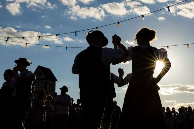 The group G.T.E.V. D'Lustigen Isartaler dances Saturday, Oct. 3, 2026, during Oktoberfest at SteelStacks in Bethlehem. The annual festival continues Oct. 9-11, 2026. (Mackenzie McGovern/Special to The Morning Call)