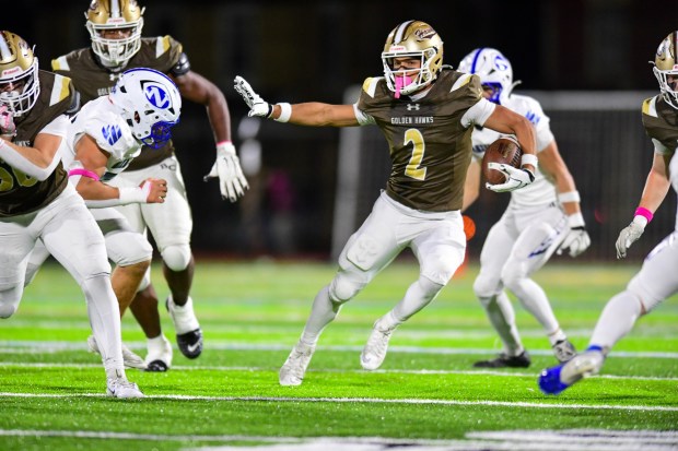 Bethlehem Catholic's Carter Vassa runs with the ball against Nazareth on Saturday, Oct. 17, 2026, BASD Stadium in Bethlehem. (Jonathan Broady/Special to The Morning Call)