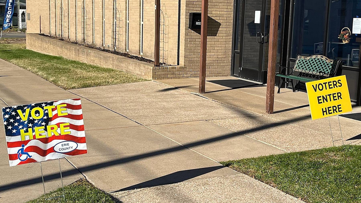 The entrance to the Wesleyville District 1 polling site at Wesleyville Baptist Church at 3509 Buffalo Road is shown Nov. 4, 2025. The entrance to the Wesleyville District 1 polling site at Wesleyville Baptist Church at 3509 Buffalo Road is shown Nov. 4, 2025.