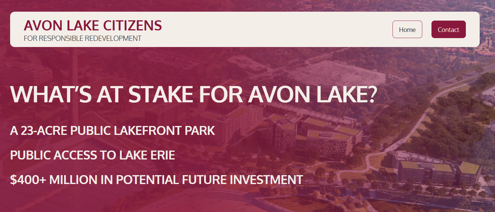 Proposed Avon Lake Charter Amendment Puts $400+ Million in Potential Investment and City's 23-Acre Lakefront Park Plan at Risk