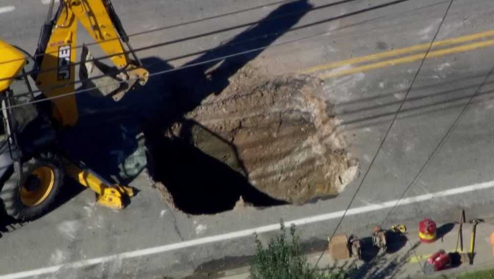 Water main break in Penn Hills, Pennsylvania