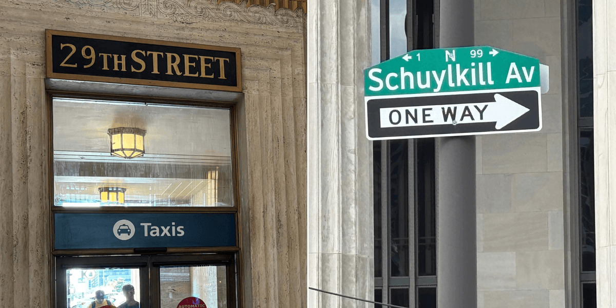 This sign inside 30th Street Station directs travelers to a street that doesn’t exist