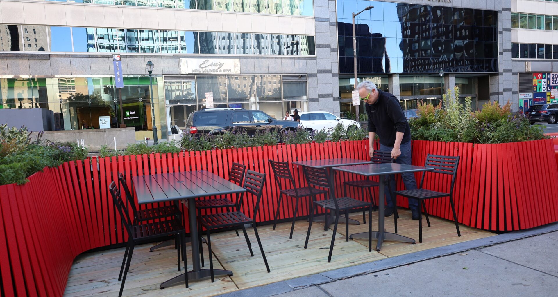Streetery concepts installed at Philadelphia’s LOVE Park for feedback