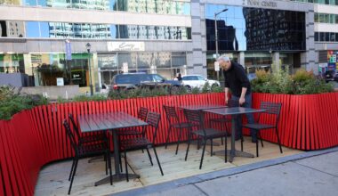 Streetery concepts installed at Philadelphia’s LOVE Park for feedback