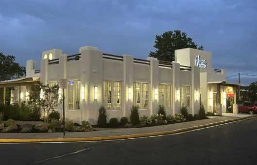 Exterior of Naxos Estiatorio in Woodland Park, New Jersey