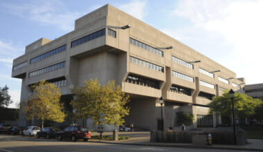 The exterior of Posvar Hall.