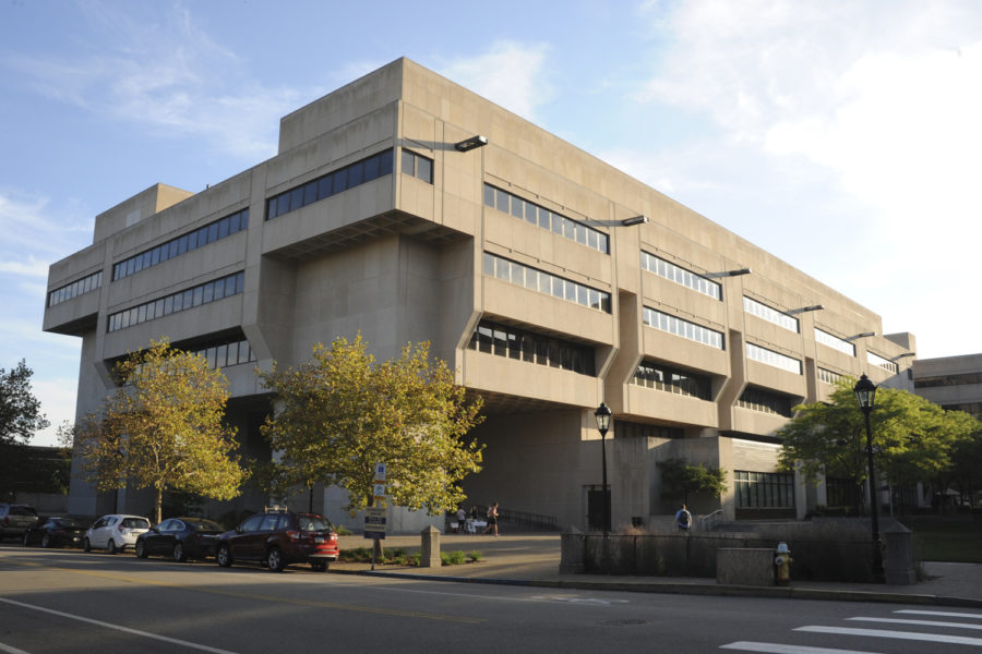 The exterior of Posvar Hall.