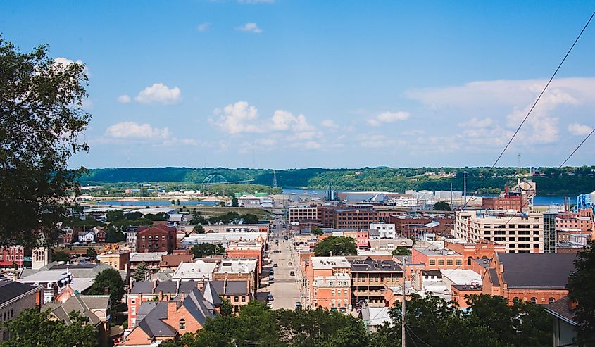 Overlooking the historic streets and older architecture of Dubuque, Iowa.