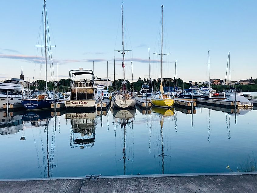 Boats in the harbor at Ashland, Wisconsin.